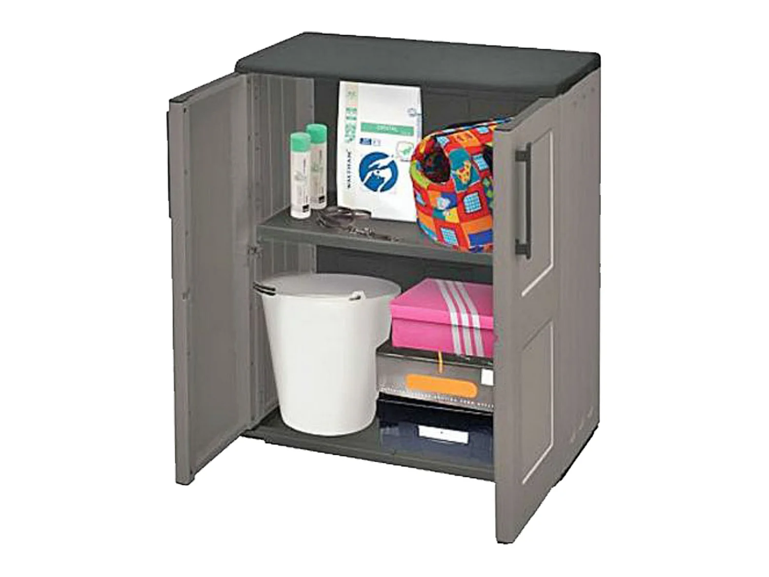 Armoire en matériau écologique et recyclable, avec charnières en acier et étagères réglables, 680 x 370 x 840 mm