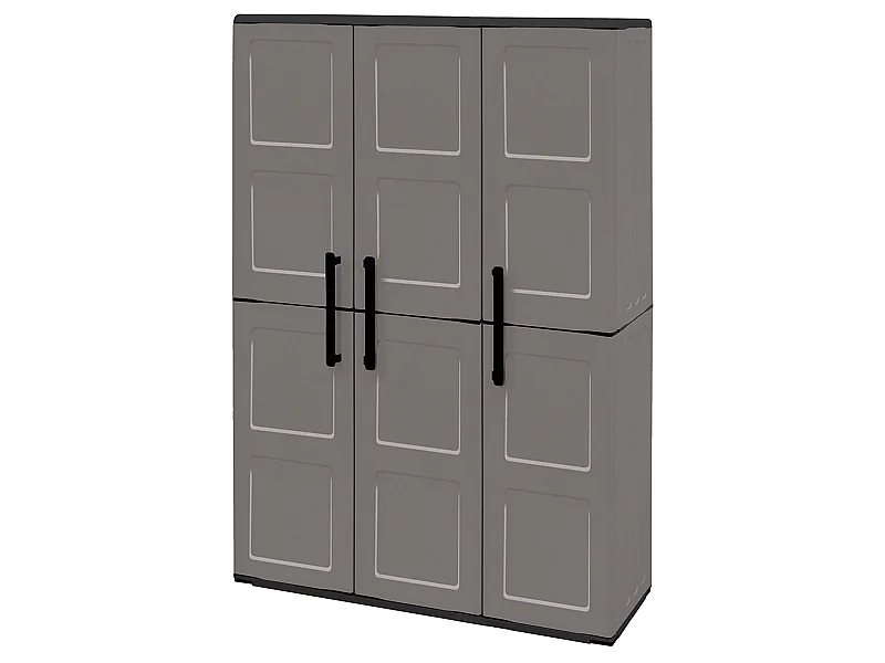 Armario de altura completa en polipropileno, material reciclable y ecológico sostenible, está equipado con bisagras de acero y estantes ajustables, di