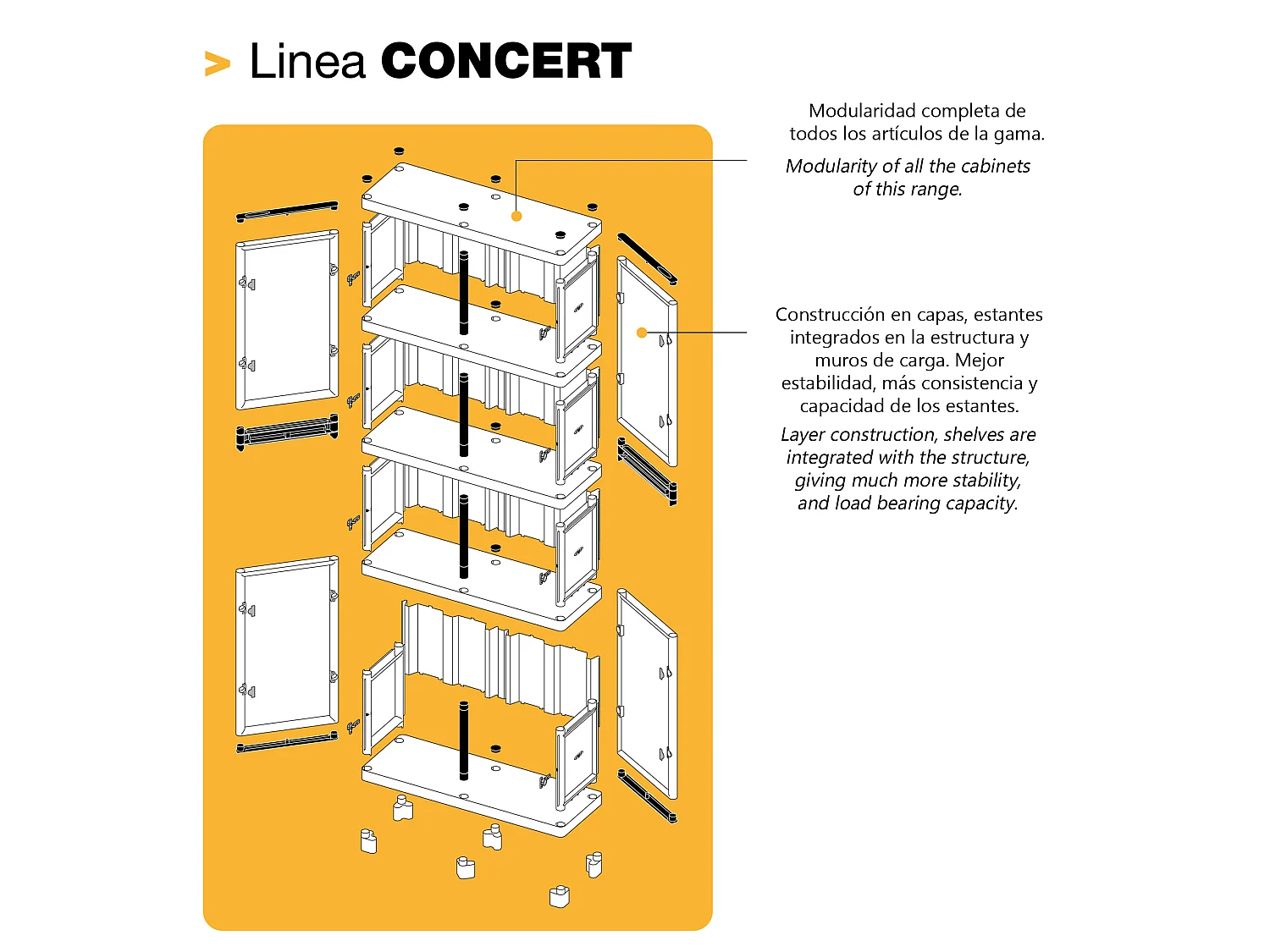 Armario porta escobas en polipropileno, con puertas