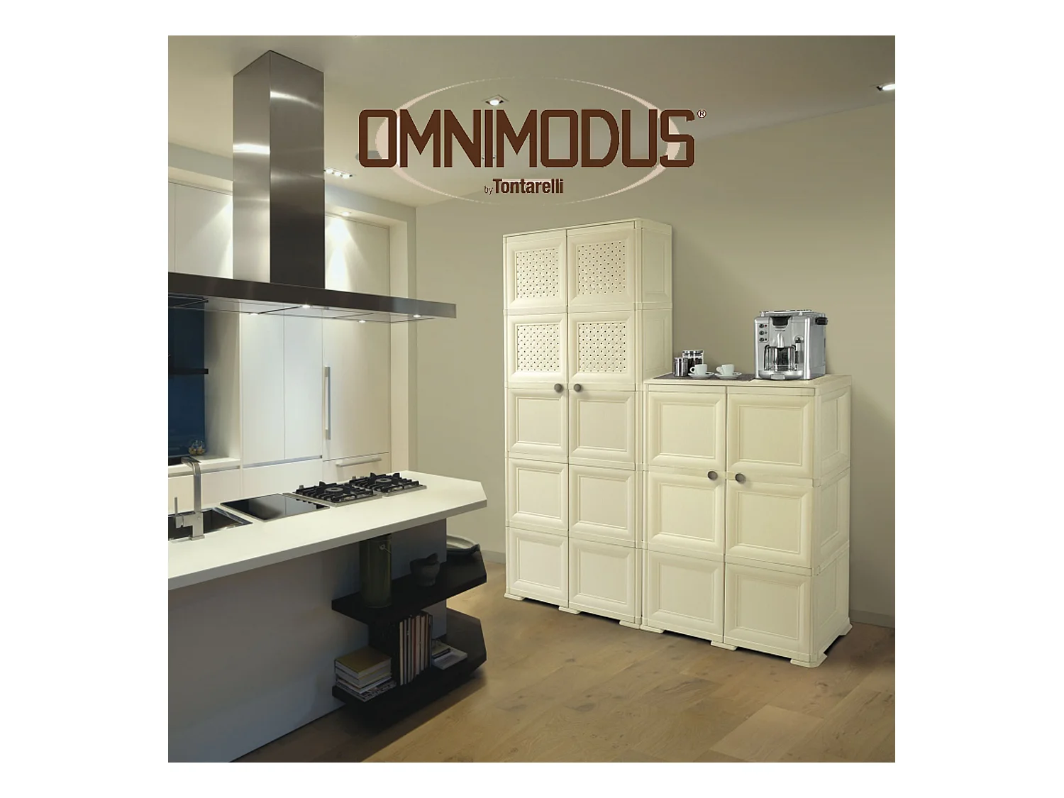 Tontarelli Armoire  omnimodus - 2 modules avec porte en bois modèle angora en wengue 79 x 43 x 85,5cm