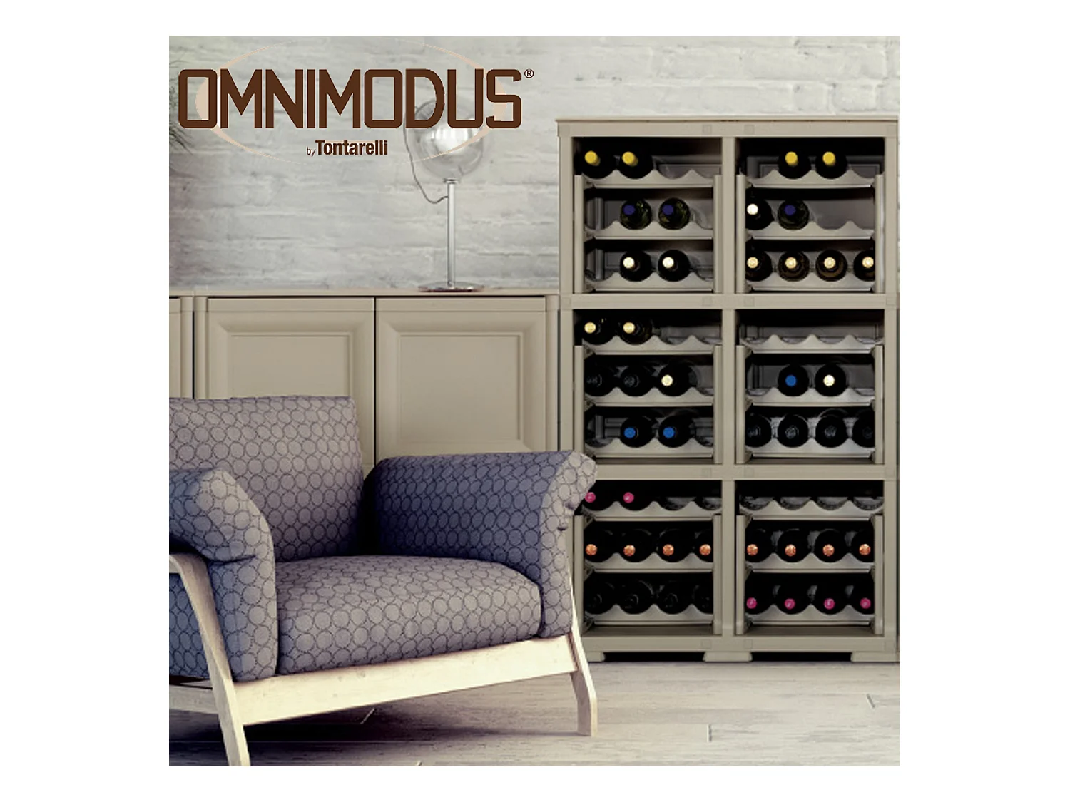 Mueble omnimodus portabotellas para 18 botellas modelo wengé