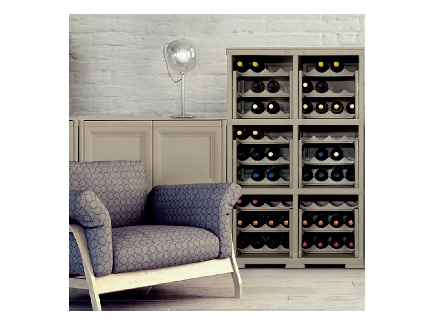 Tontarelli  cave 85.5 cm x 40 cm beige pour 18 bouteilles 40 x 43 x 85,5cm