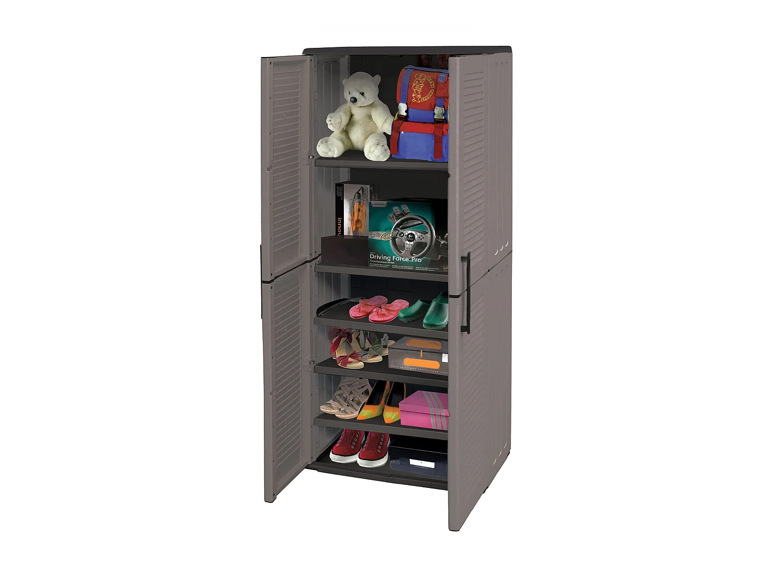 EASY Armoire avec étagère réglable gris foncé, 163x68x37 cms.