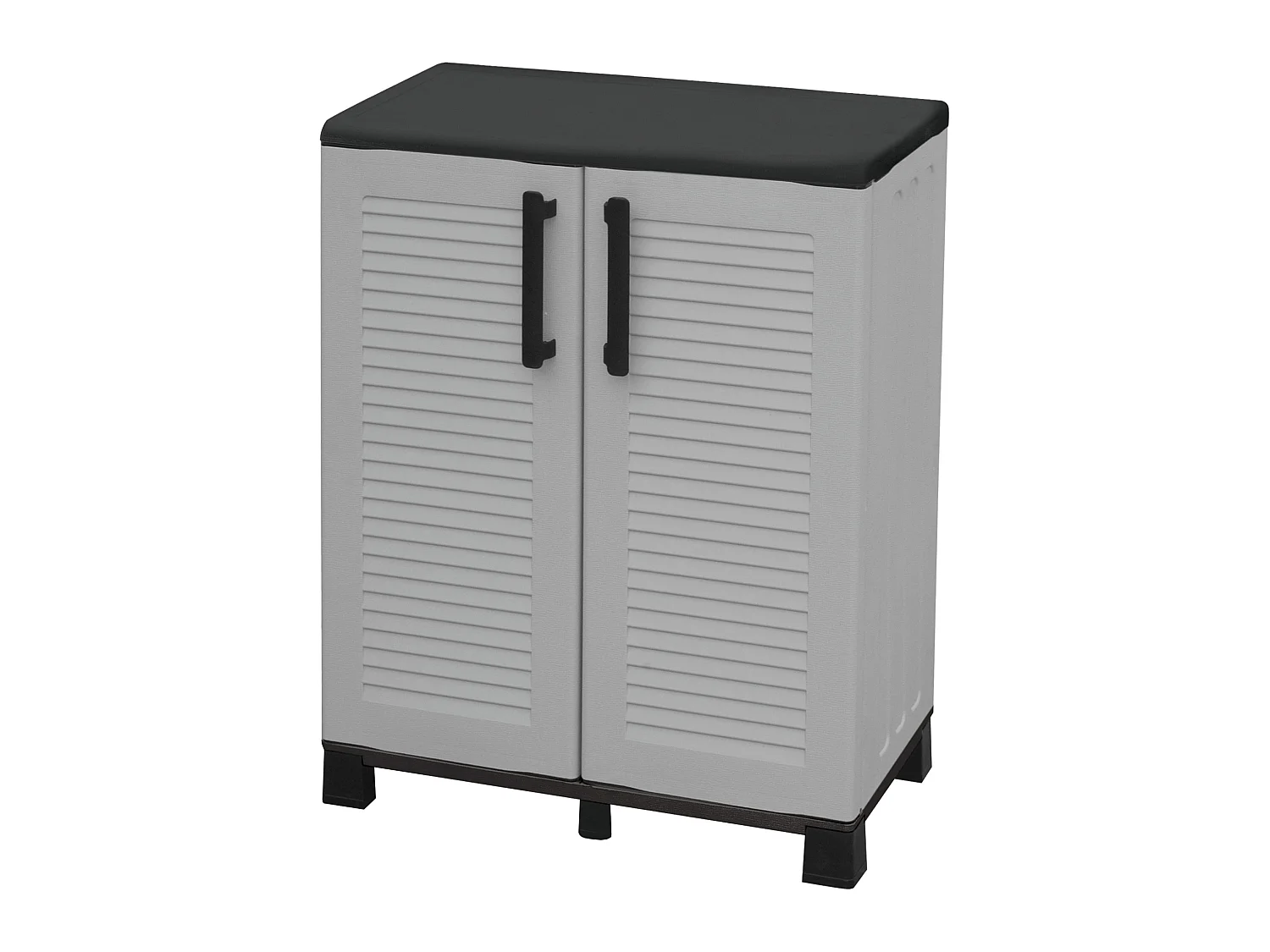 Armario de media altura en polipropileno, con bisagras de acero, balda y patas regulables