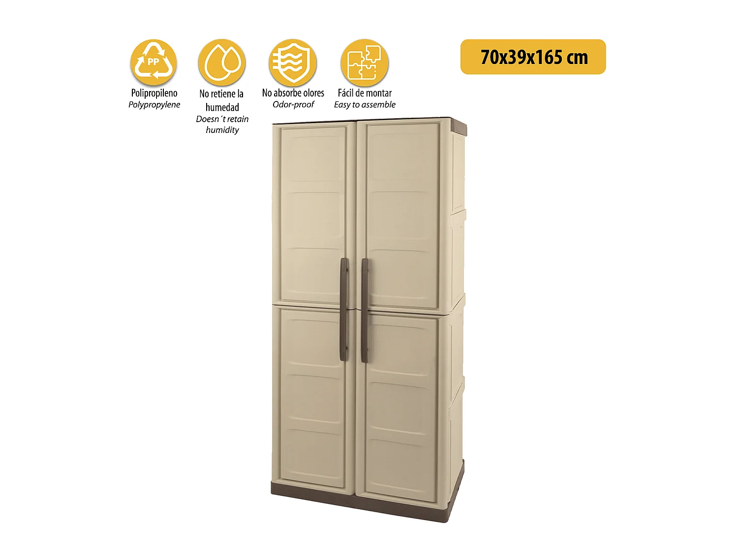 Armoire toute hauteur en polypropylène, un matériau recyclable et écologiquement durable