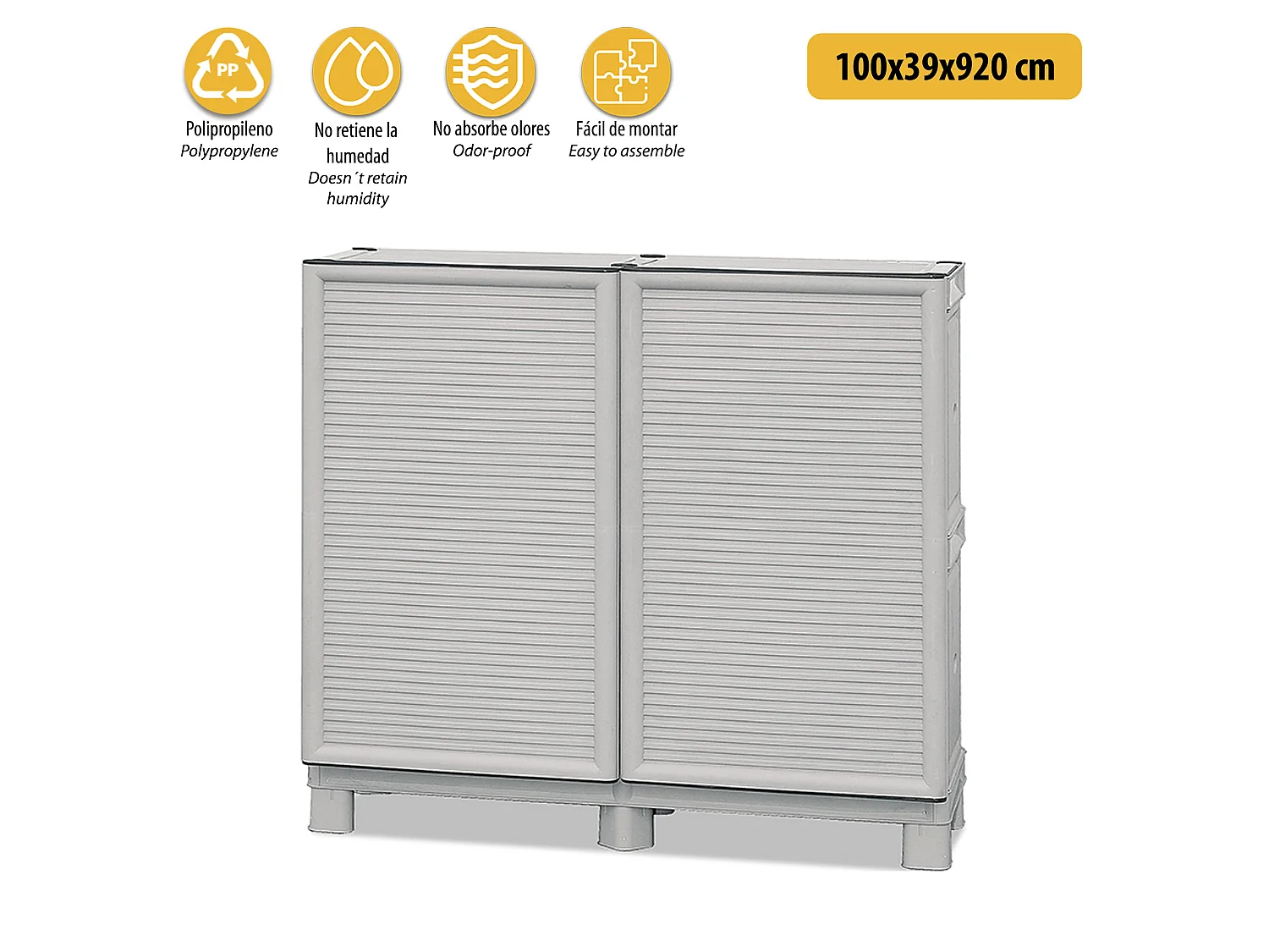 Armoire à pleine hauteur en polypropylène, portes bleues l 1000 x p 390 x h 920 mm