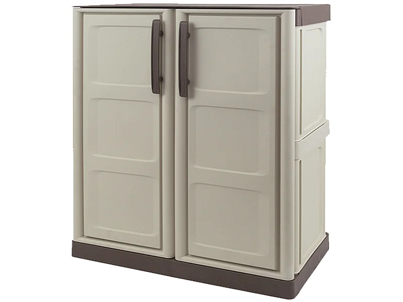 Armoire à hauteur moyenne en polypropylène, matériau écologique recyclable et durable, est équipé de charnières en acier et d'étagère réglable