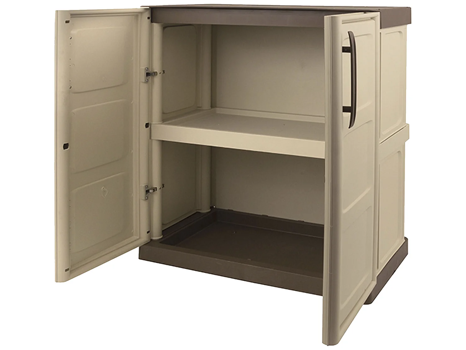 Armoire à hauteur moyenne en polypropylène, matériau écologique recyclable et durable, est équipé de charnières en acier et d'étagère réglable