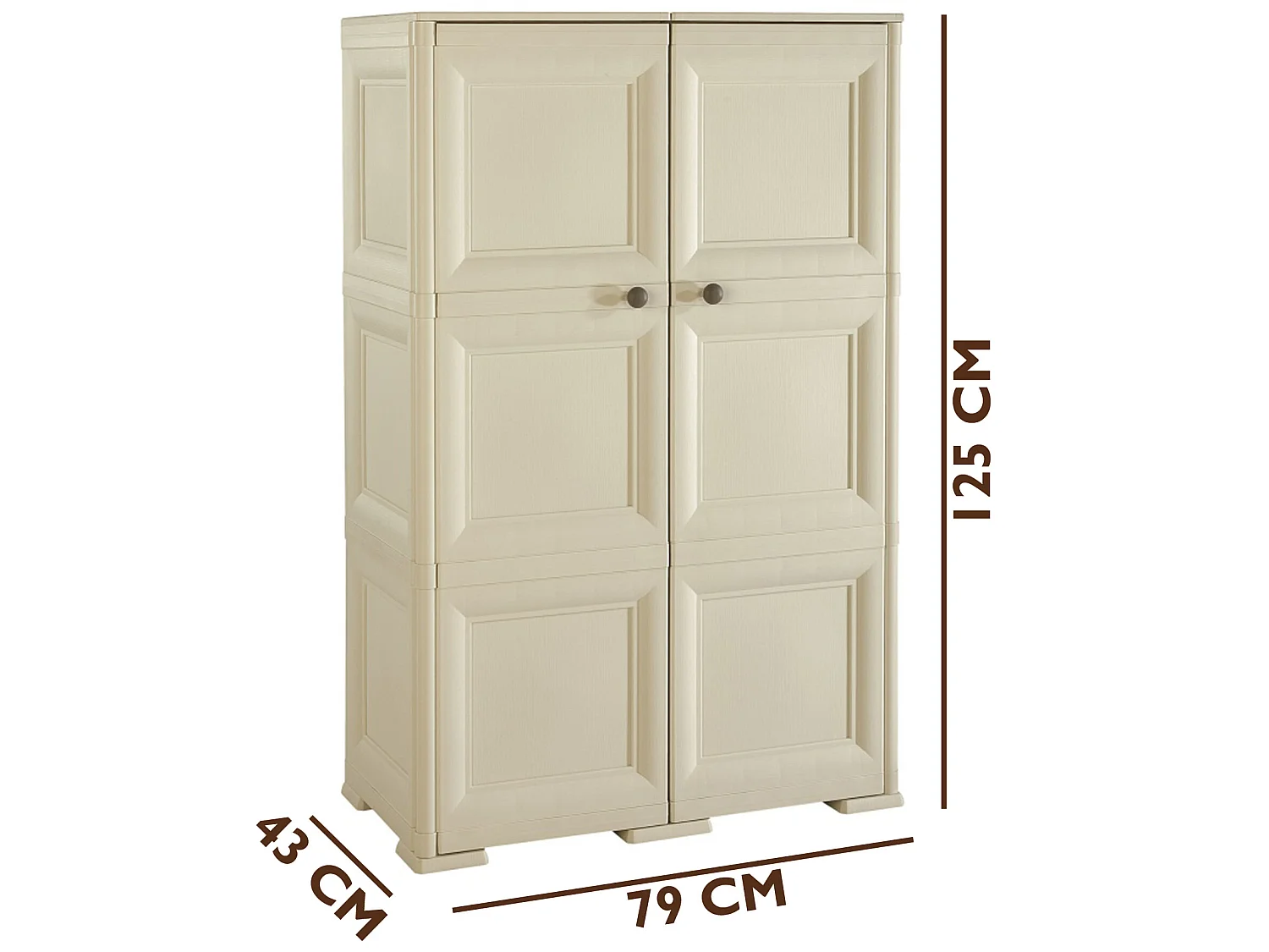 Multifonctions 2 portes 3 modules, plastique, angora, 79 x 47 x 125 cm