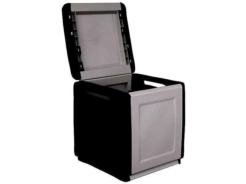 CUBE Coffre de rangement en polypropylène, couleur gris foncé et noir. 57x54x53cm