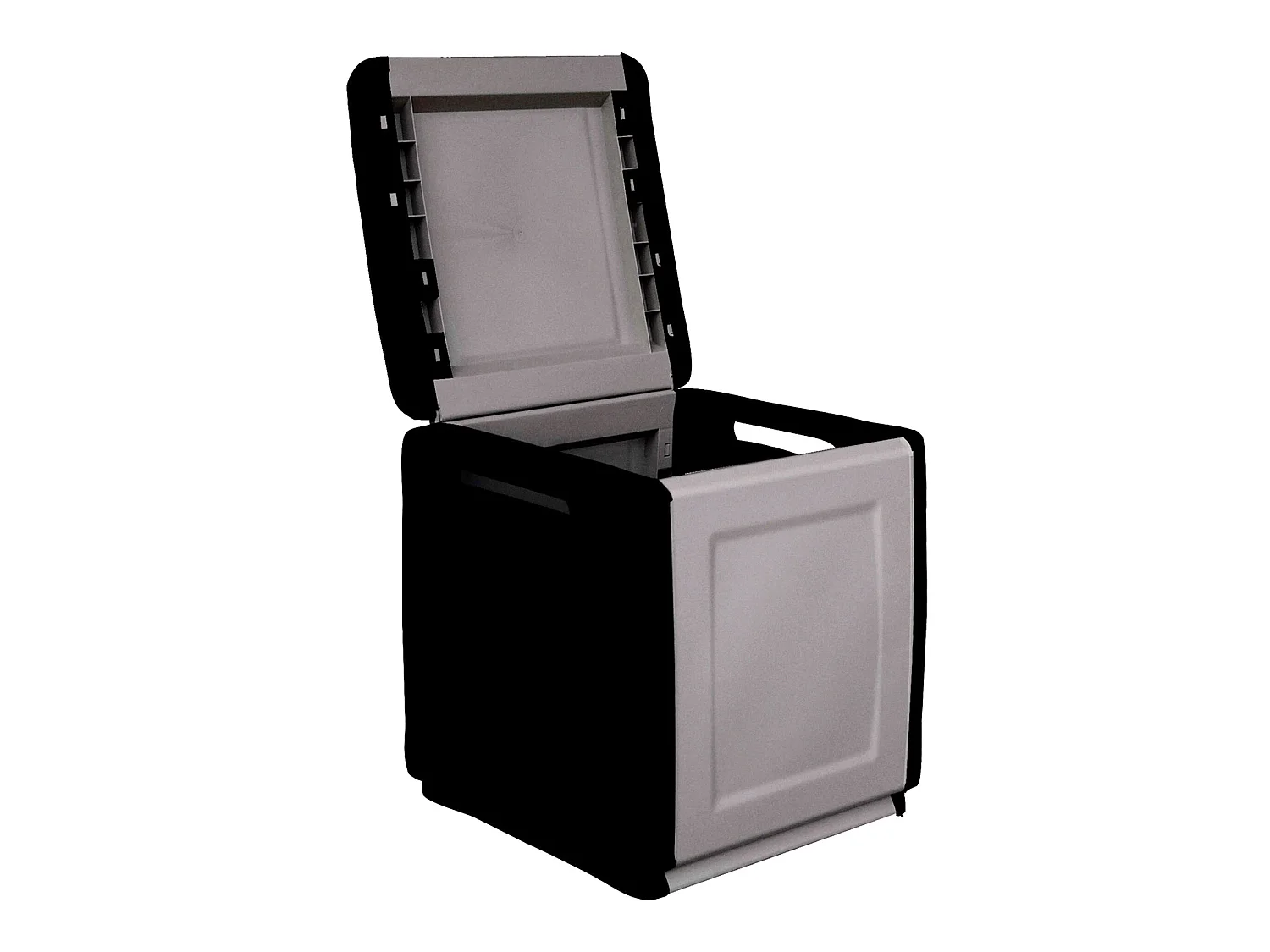 CUBE Coffre de rangement en polypropylène, couleur gris foncé et noir. 57x54x53cm
