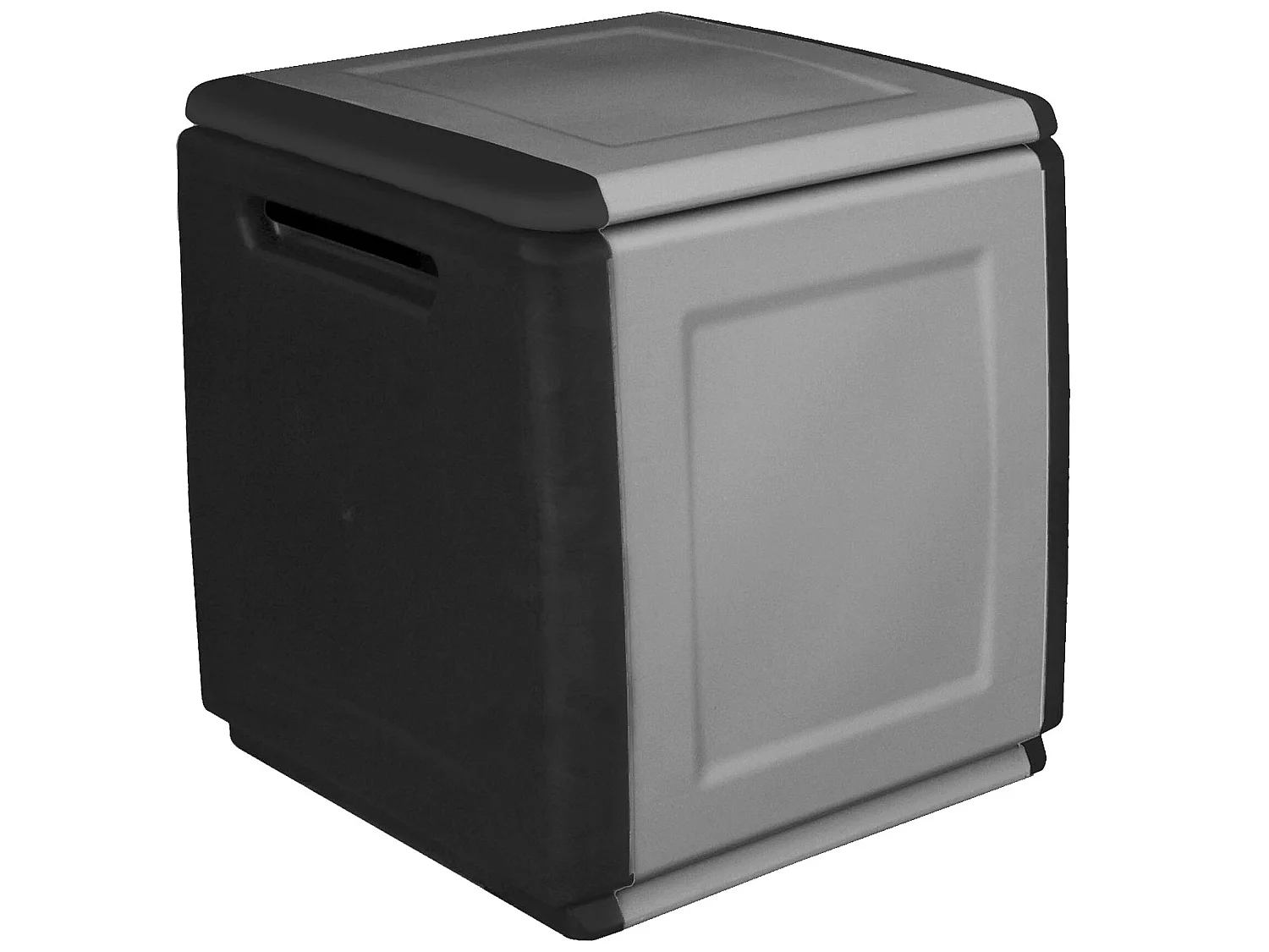 CUBE Coffre de rangement en polypropylène, couleur gris foncé et noir. 57x54x53cm