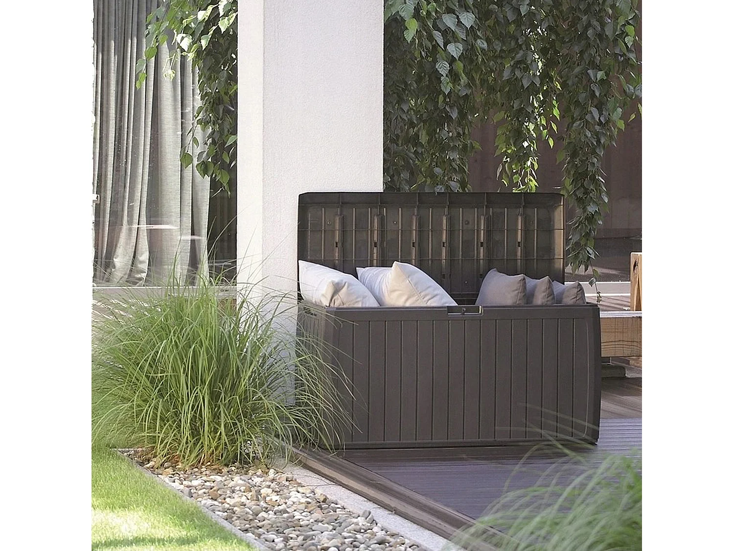 Boxe Board  Coffre de jardin 290l plastique anthracite 116,6 x 43,8 x 59,5 cm