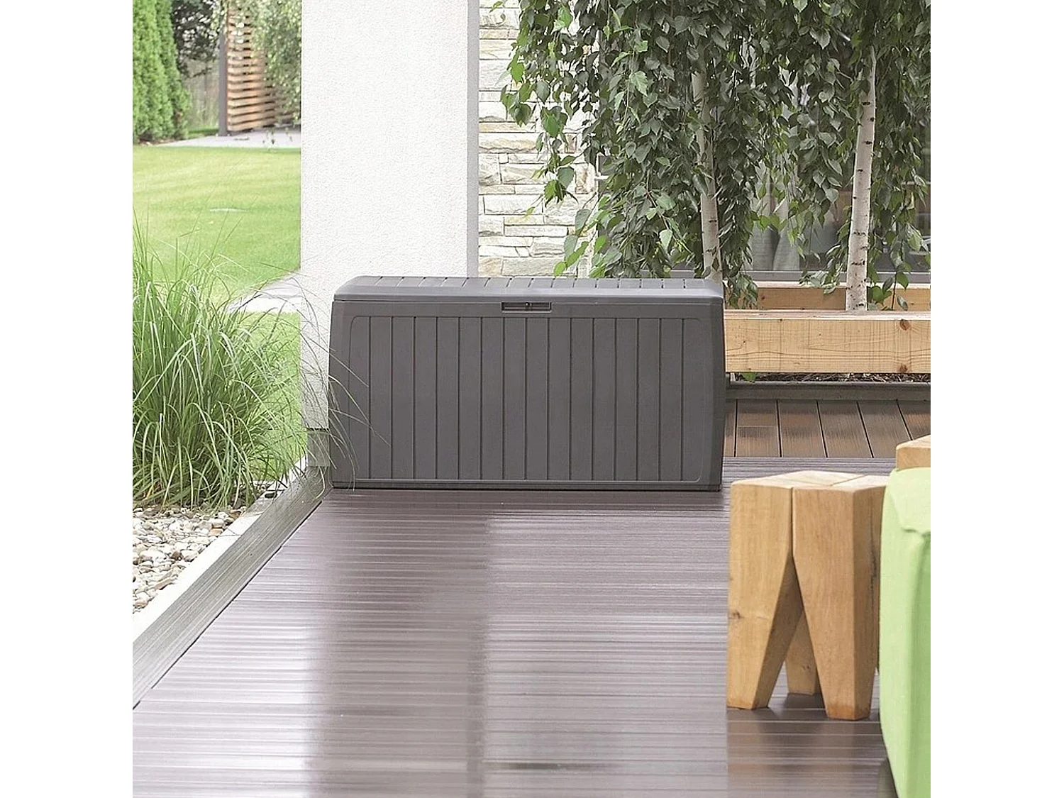 Boxe Board  Coffre de jardin 290l plastique anthracite 116,6 x 43,8 x 59,5 cm