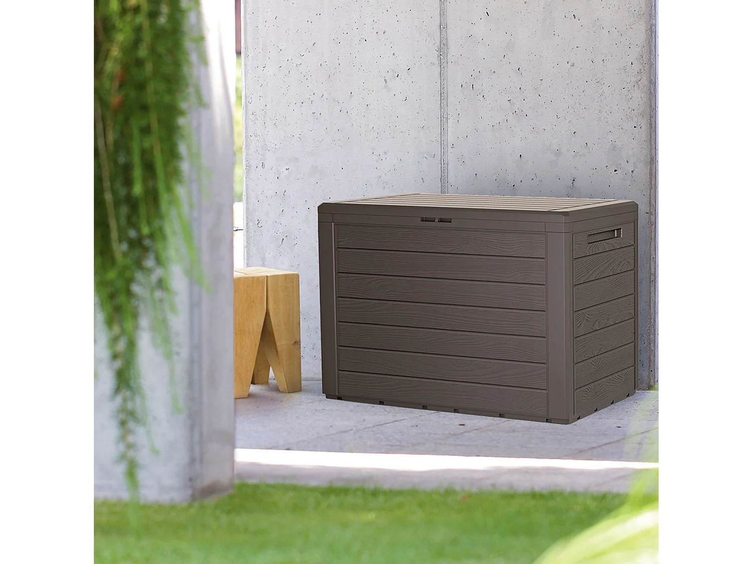 Woodebox  Coffre de jardin 190l plastique ocre foncé 78 x 43,3 x 55 cm