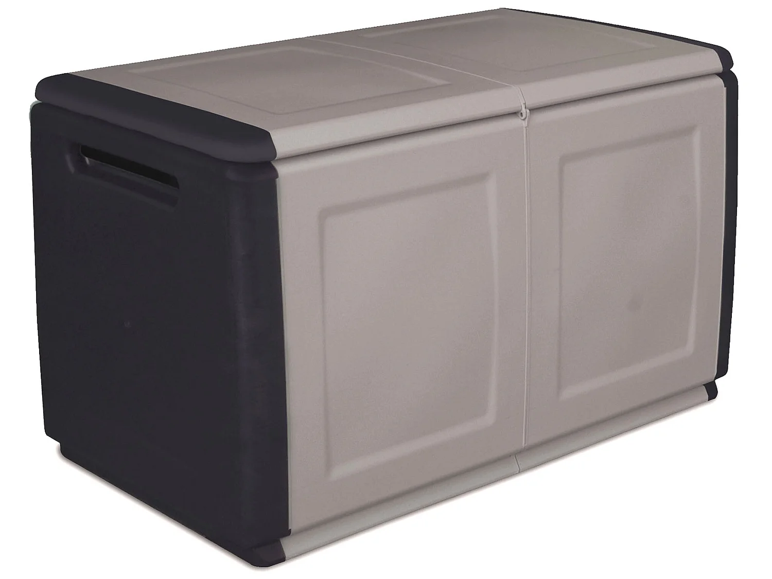 CUBE Coffre de rangement en polypropylène, couleur gris foncé et noir. 57x96x53cm