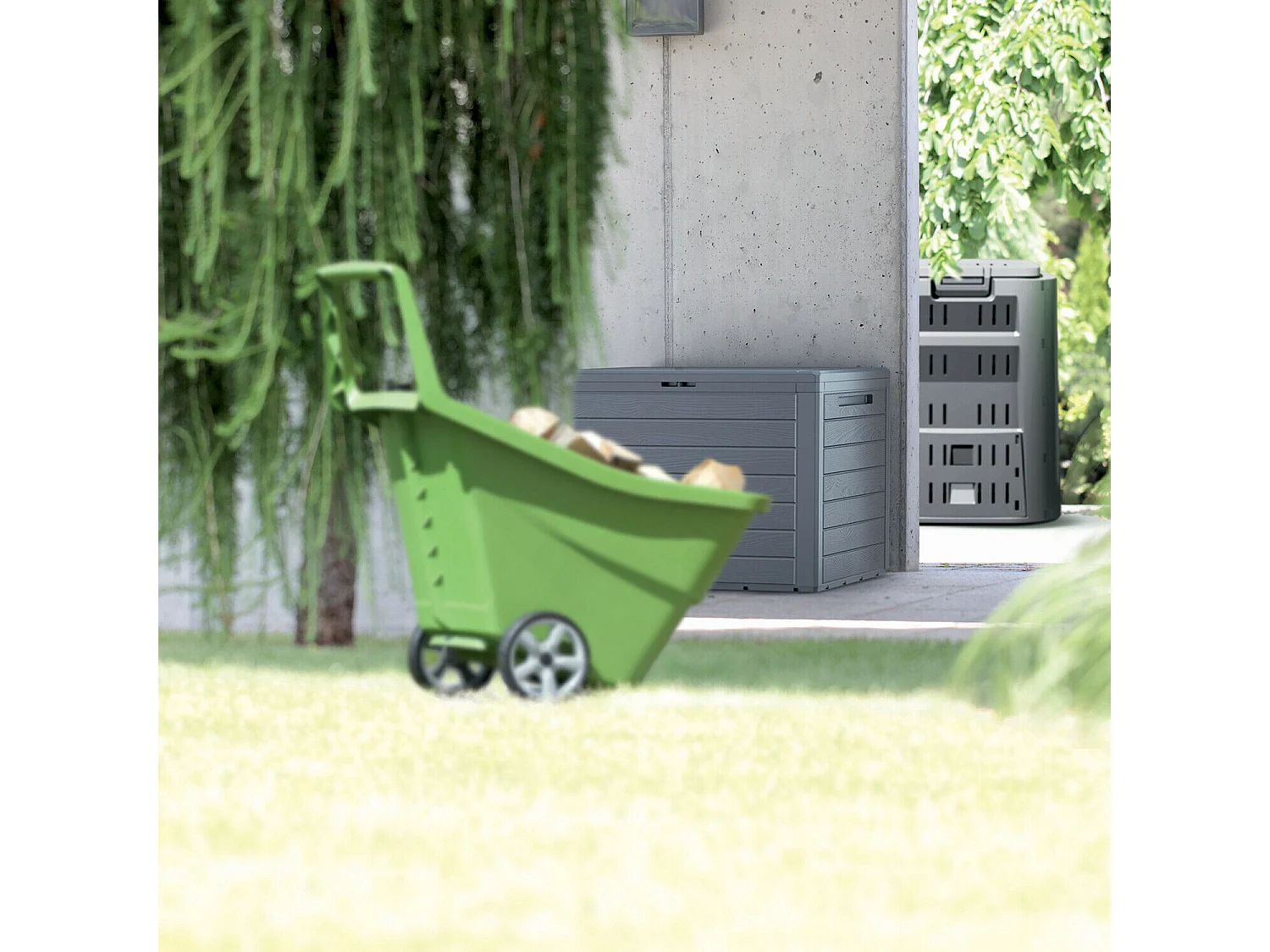 Woodebox  Coffre de jardin 190l plastique anthracite  78 x 43,3 x 55 cm