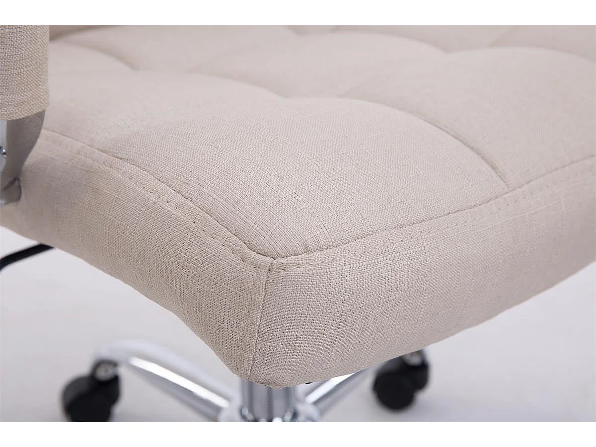Chaise fauteuil de bureau tissu crème 58 x 65 x 102 cm BUR10114