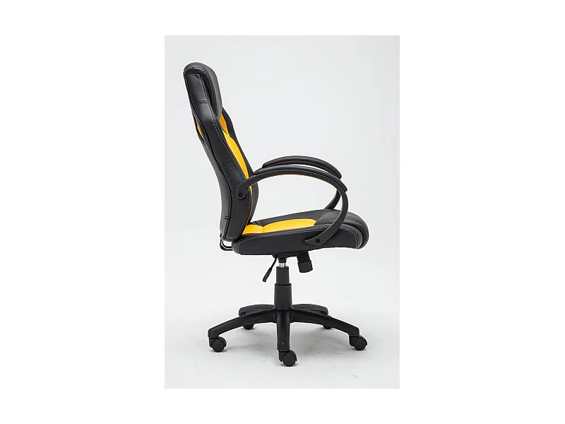 Silla gaming oficina con ruedas cómoda en piel sintética negro y amarillo BUR10164