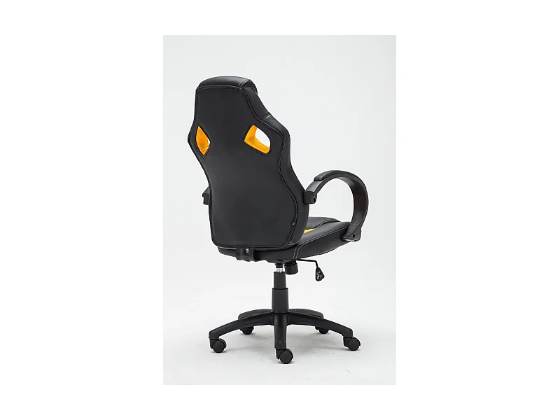 Silla gaming oficina con ruedas cómoda en piel sintética negro y amarillo BUR10164