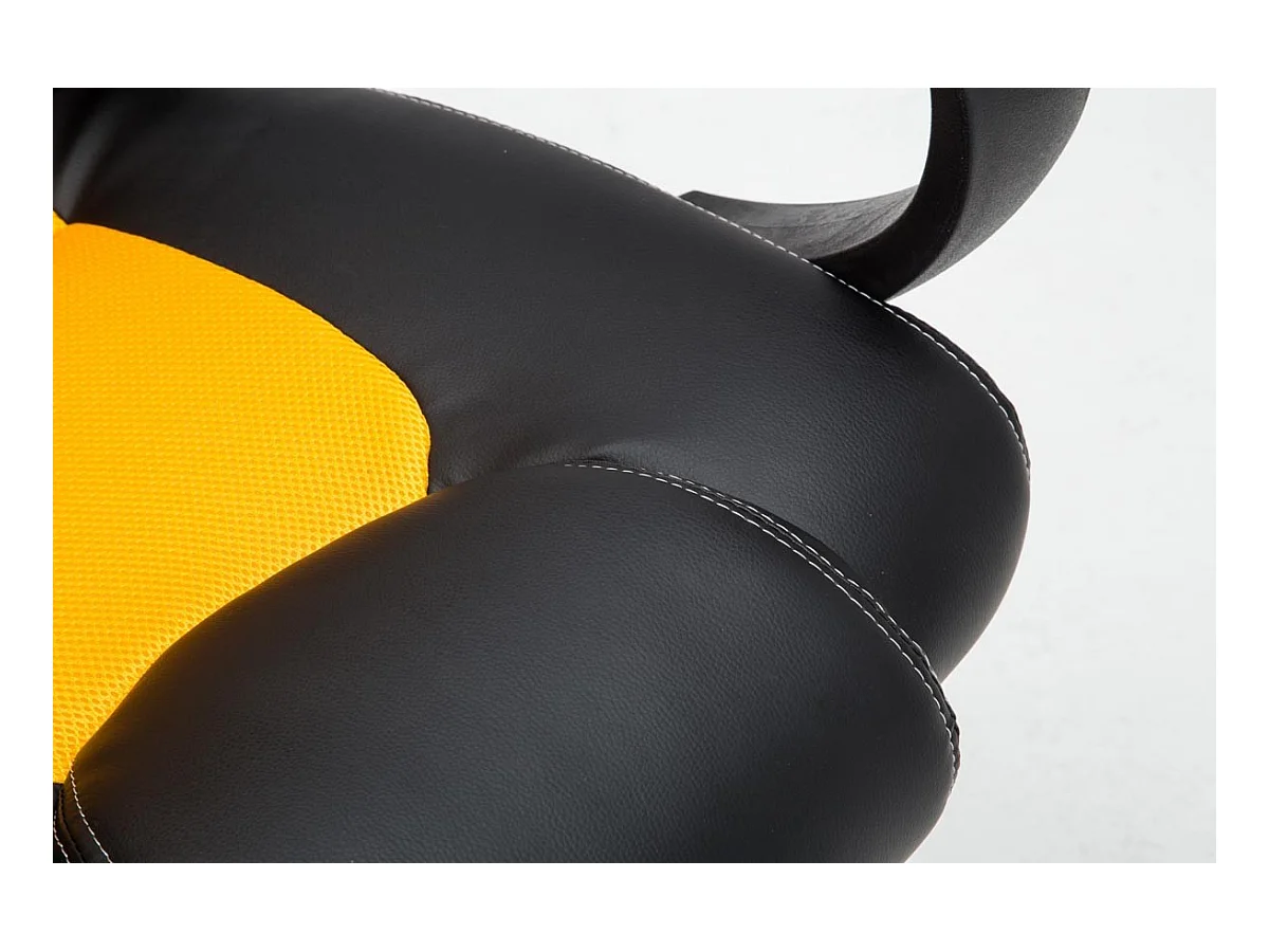 Silla gaming oficina con ruedas cómoda en piel sintética negro y amarillo BUR10164