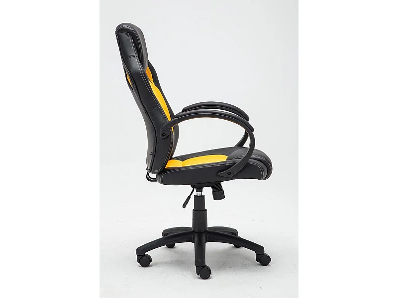 Silla gaming oficina con ruedas cómoda en piel sintética negro y amarillo BUR10164