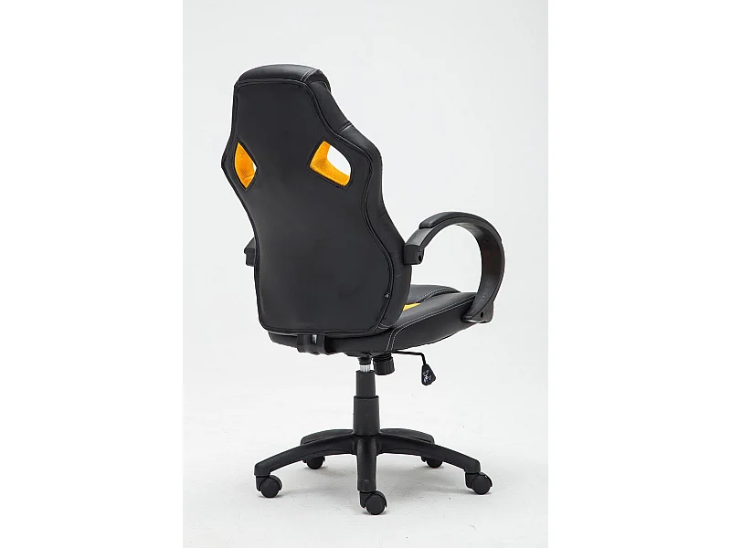Silla gaming oficina con ruedas cómoda en piel sintética negro y amarillo BUR10164