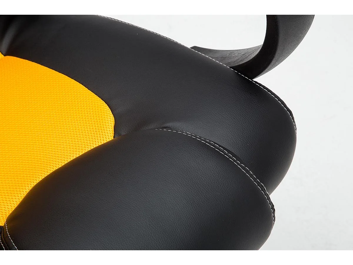 Silla gaming oficina con ruedas cómoda en piel sintética negro y amarillo BUR10164