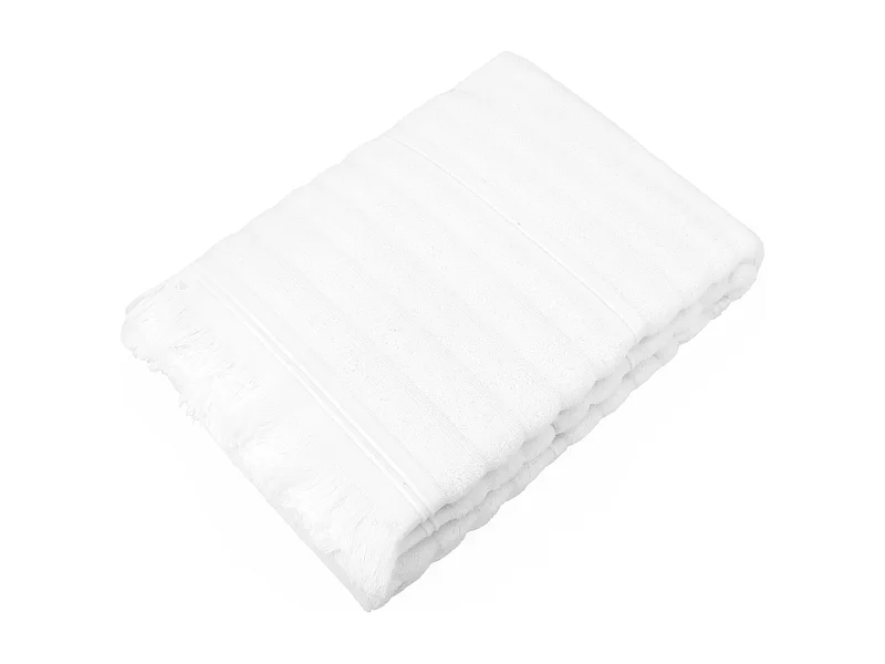 Drap de bain 100x150 cm NATURAL STRIPES blanc