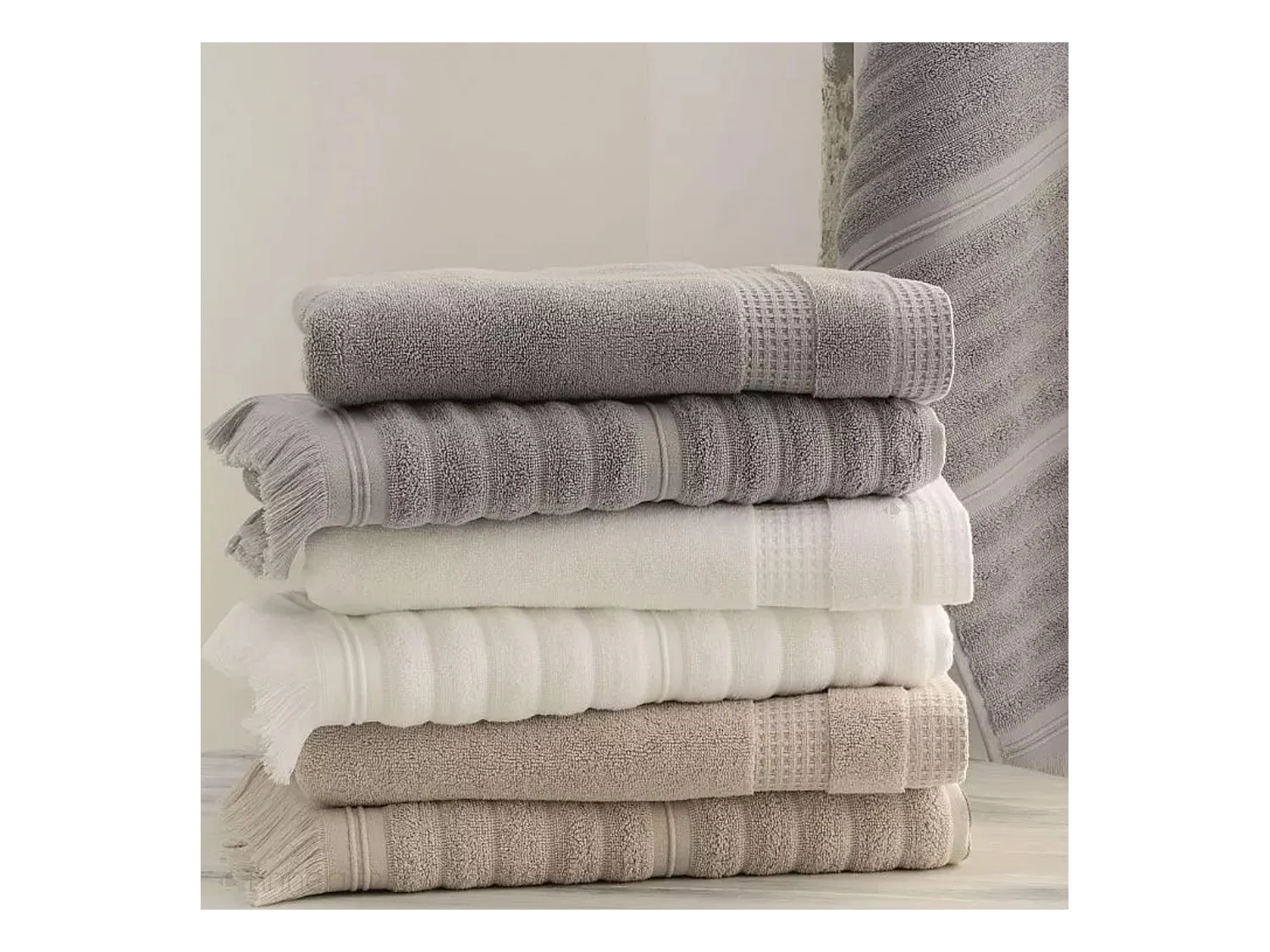 Drap de douche 70x140 cm NATURAL STRIPES ocre