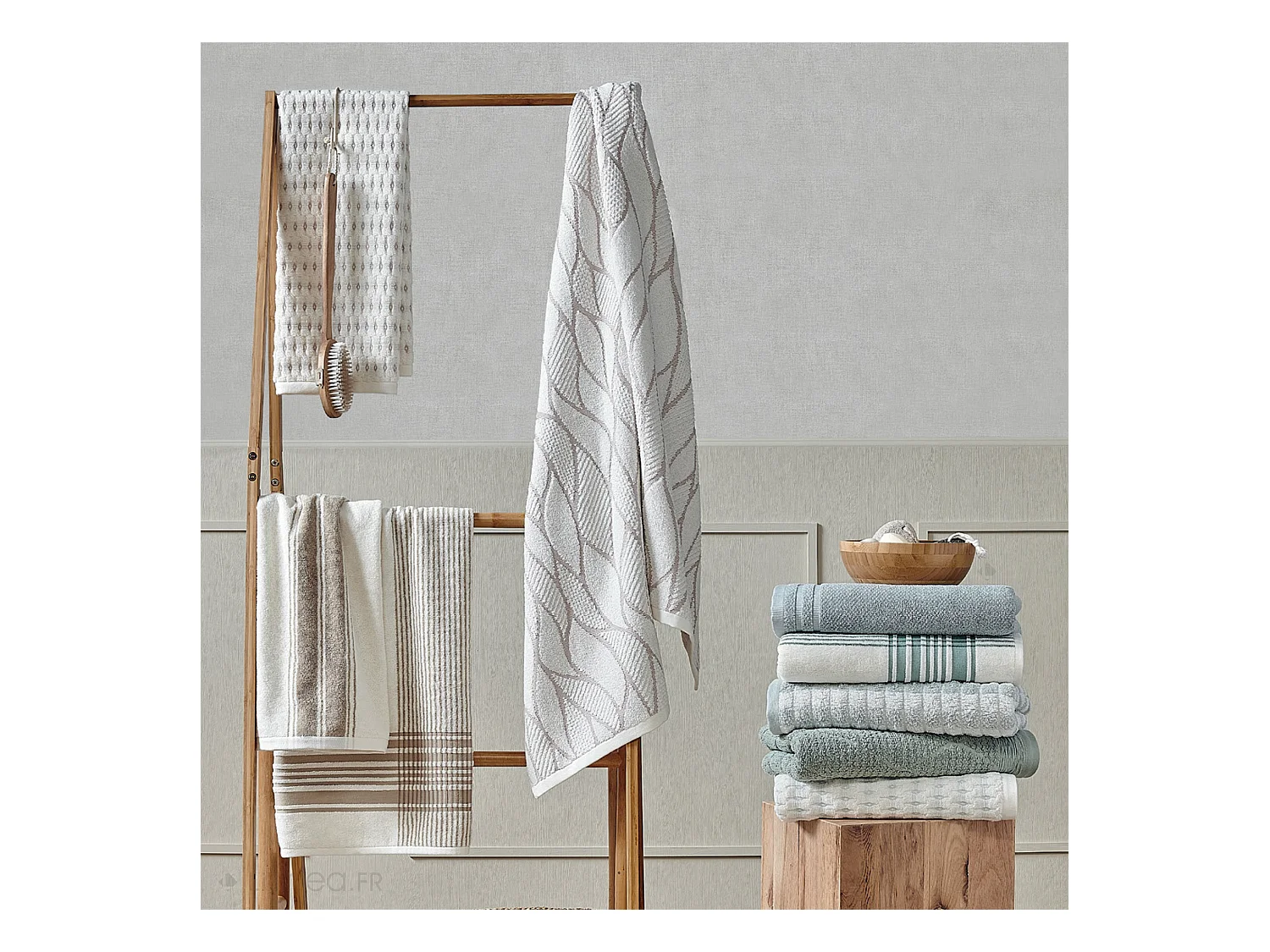 Lot de 2 serviettes invité 33x50 cm BAMBOO LINE beige