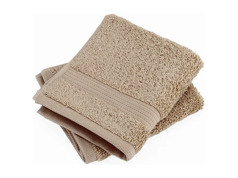 Lot de 2 serviettes invité 30x50 cm LUXOR taupe