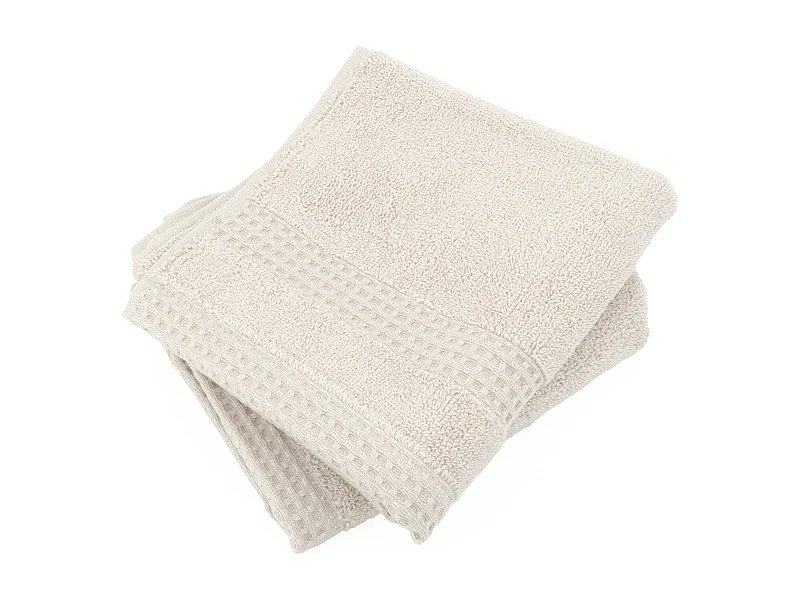 Lot de 2 serviettes invité 33x50 cm NATURAL blanc crème