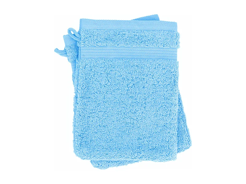 Lot de 2 gants de toilette 16x21 cm LUXOR bleu pâle