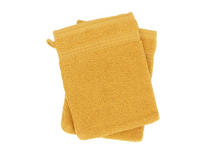 Lot de 2 gants de toilette 16x21 cm NATURAL curry