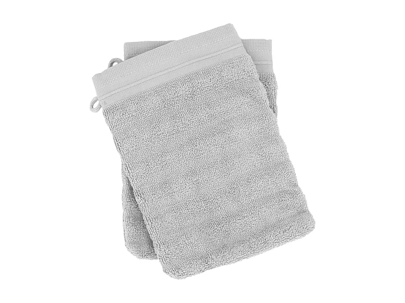 Lot de 2 gants de toilette 16x21 cm NATURAL STRIPES gris platine