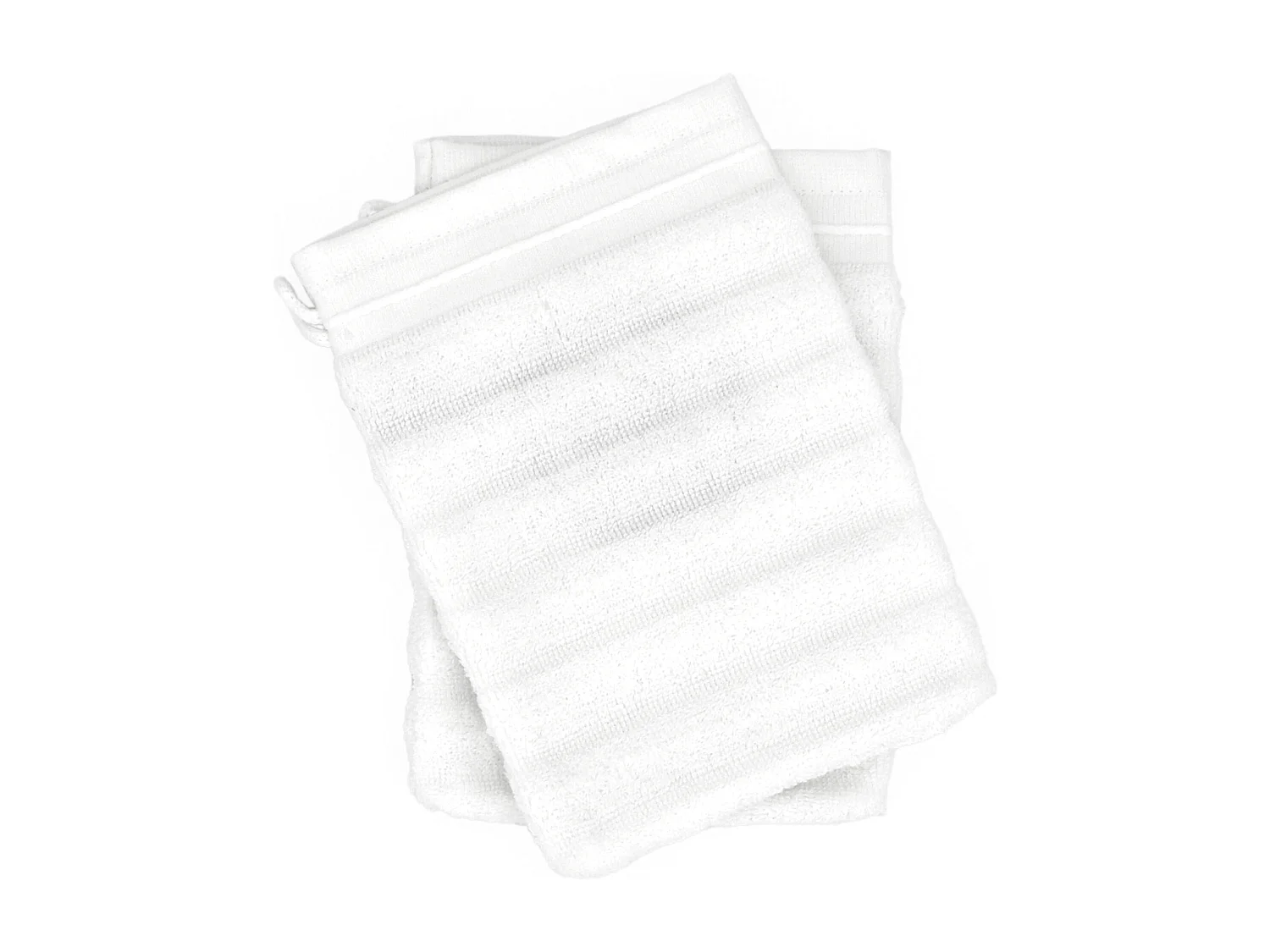 Lot de 2 gants de toilette 16x21 cm NATURAL STRIPES blanc