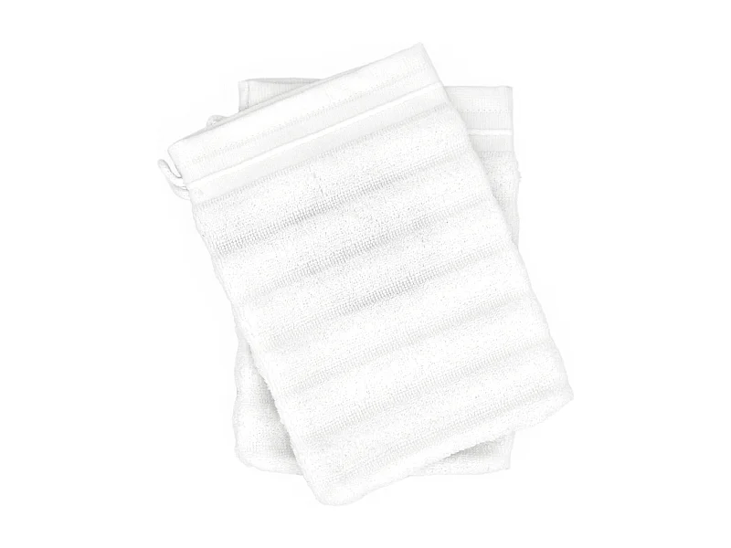 Lot de 2 gants de toilette 16x21 cm NATURAL STRIPES blanc