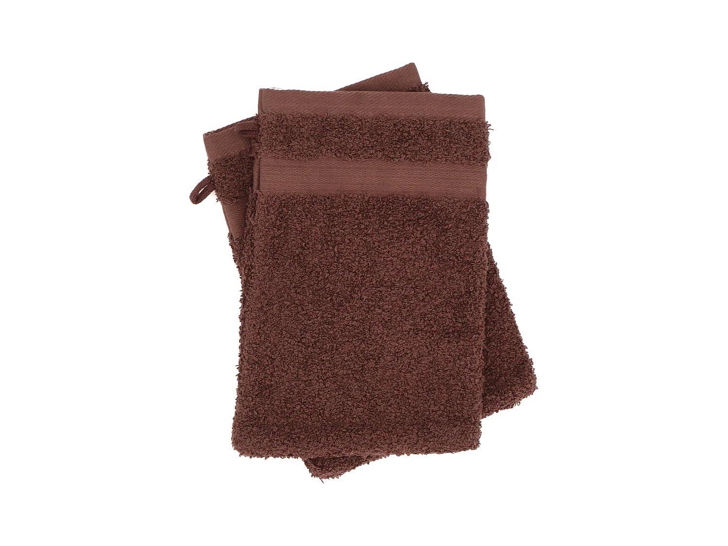 Lot de 2 gants de toilette 16x21 cm LUXOR marron
