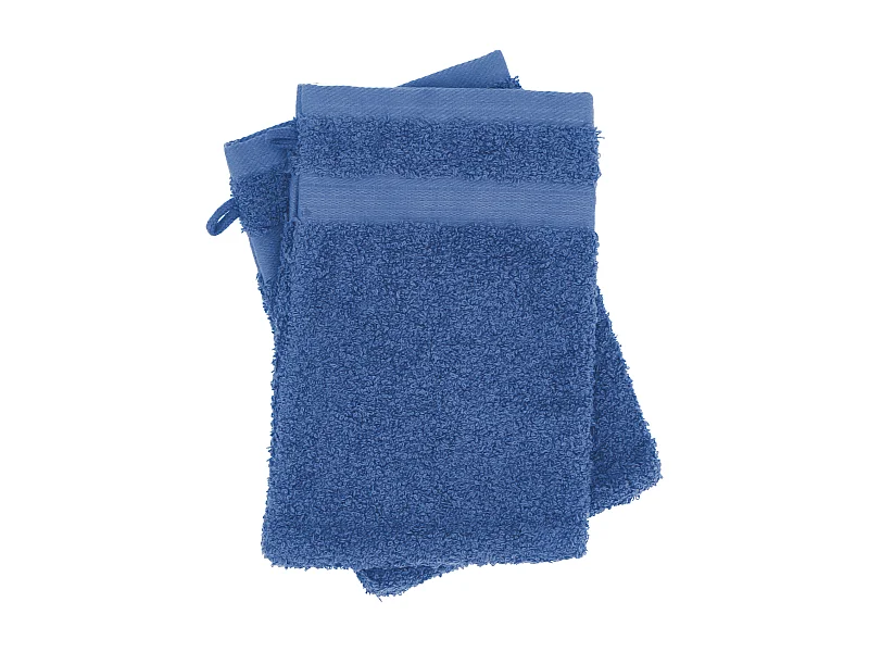 Lot de 2 gants de toilette 16x21 cm LUXOR bleu