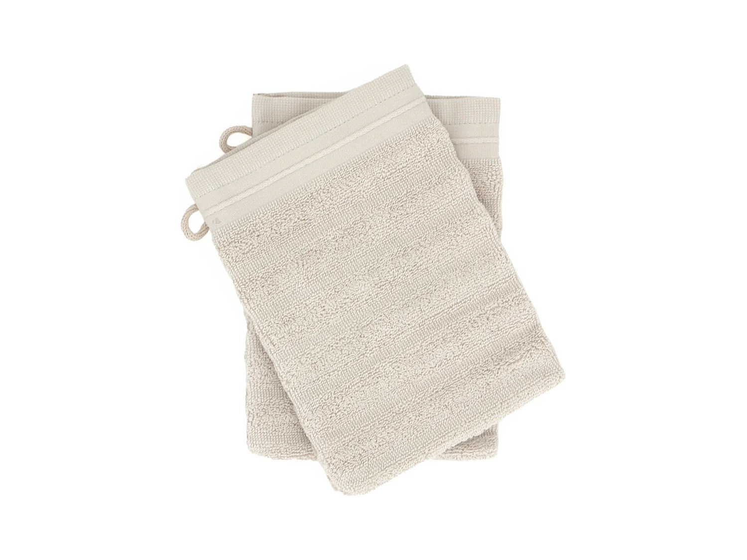 Lot de 2 gants de toilette 16x21 cm NATURAL STRIPES blanc crème