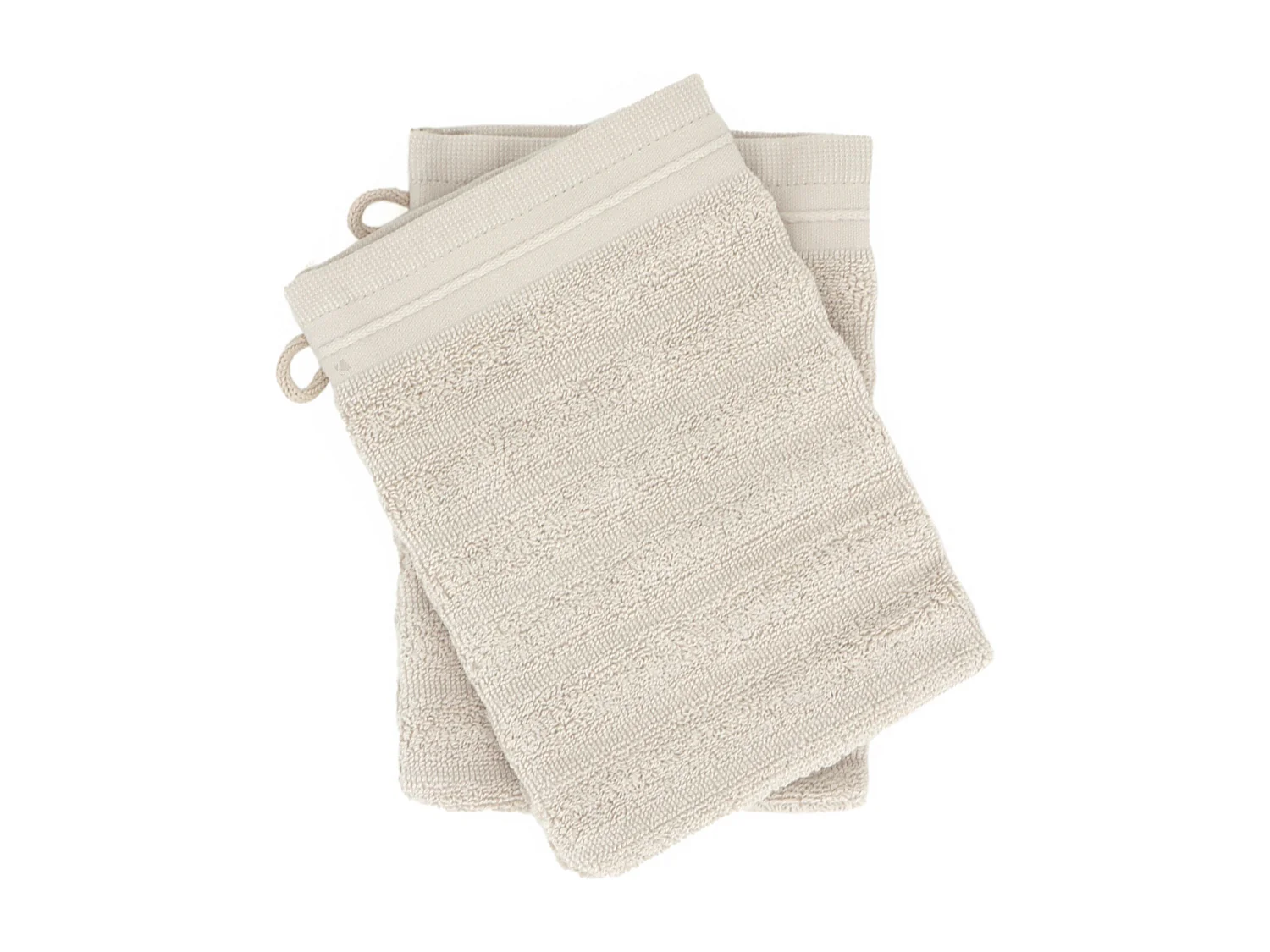 Lot de 2 gants de toilette 16x21 cm NATURAL STRIPES blanc crème