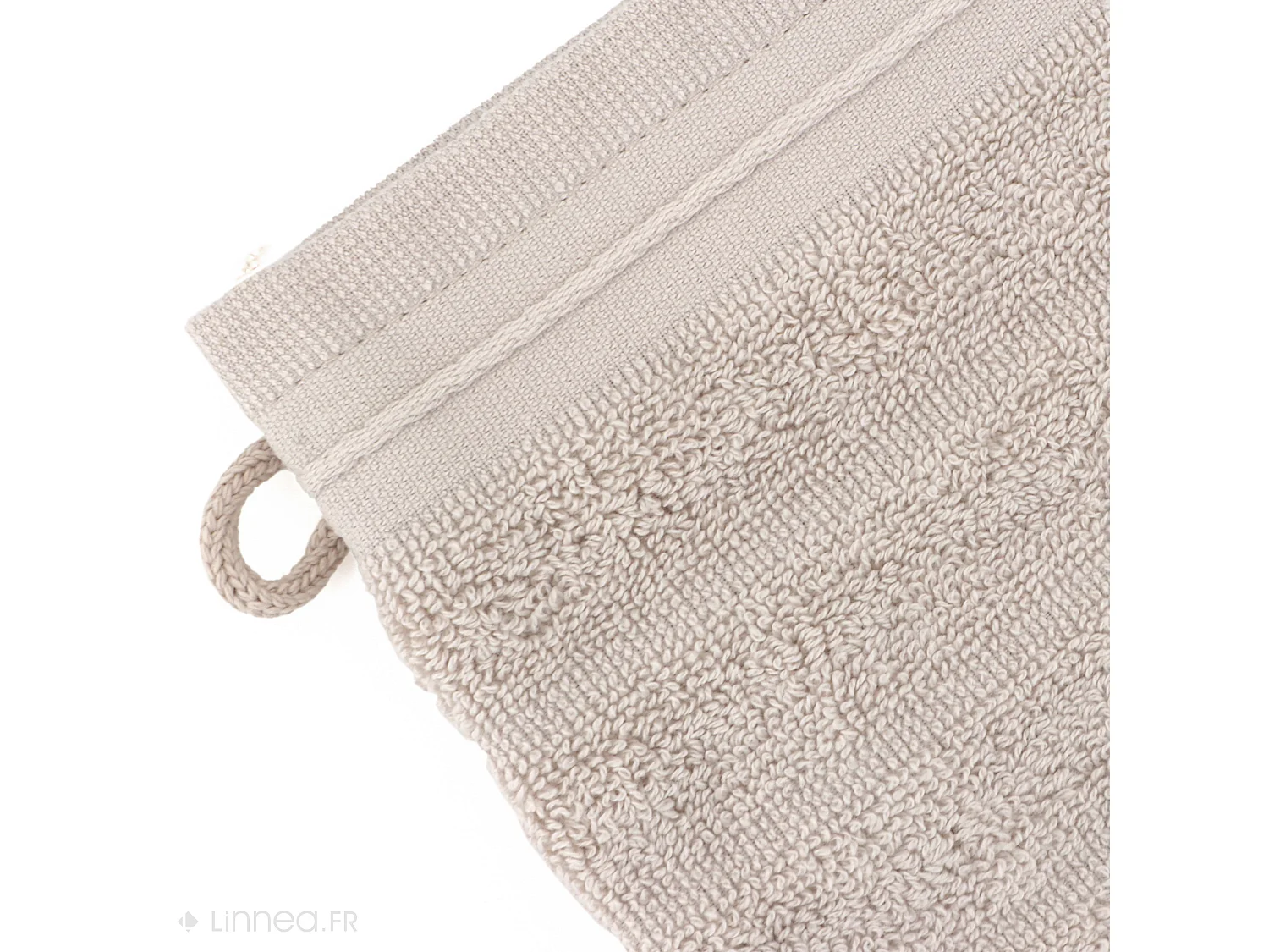 Lot de 2 gants de toilette 16x21 cm NATURAL STRIPES blanc crème