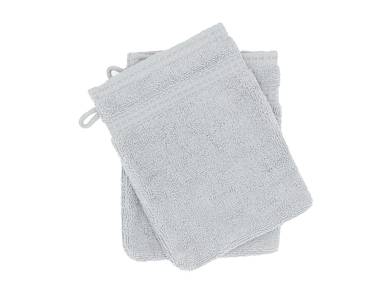 Lot de 2 gants de toilette 16x21 cm NATURAL gris platine