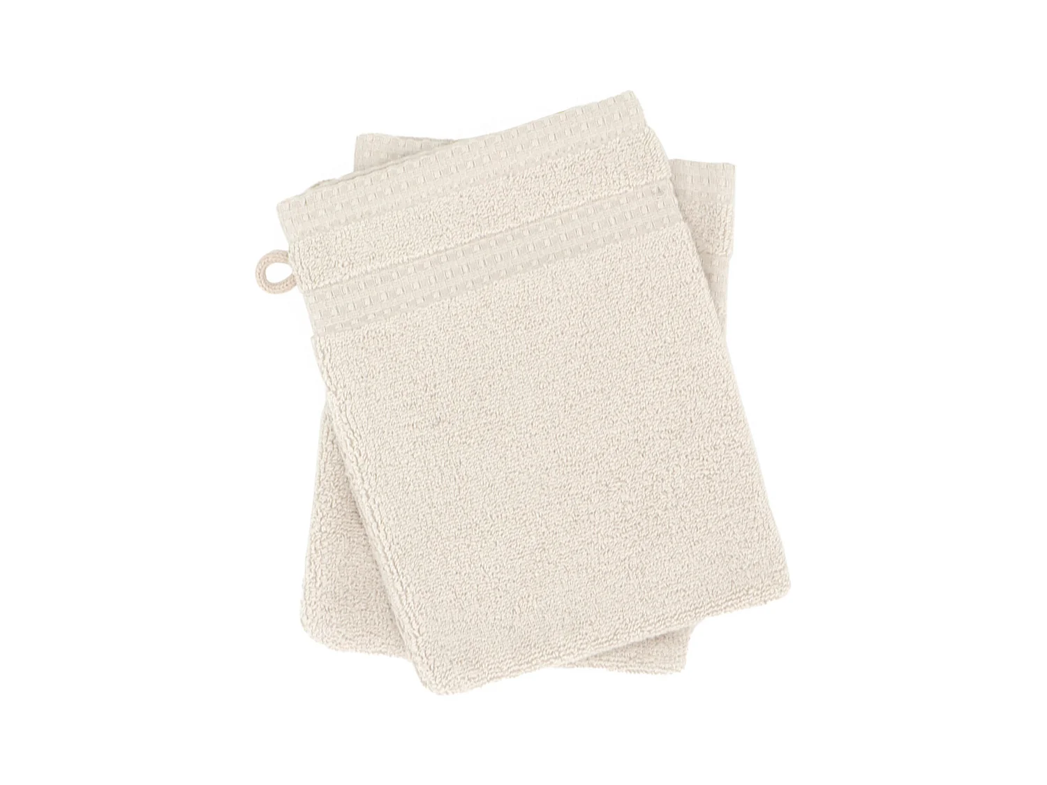 Lot de 2 gants de toilette 16x21 cm NATURAL blanc crème