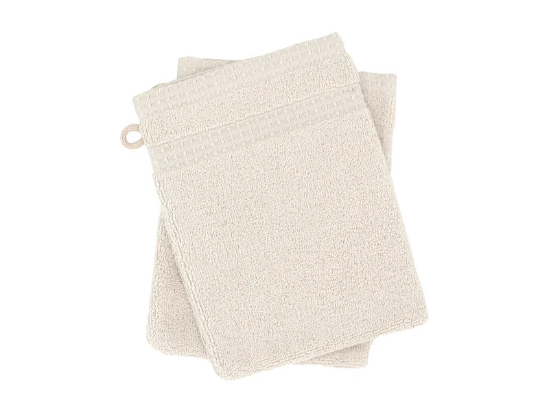 Lot de 2 gants de toilette 16x21 cm NATURAL blanc crème