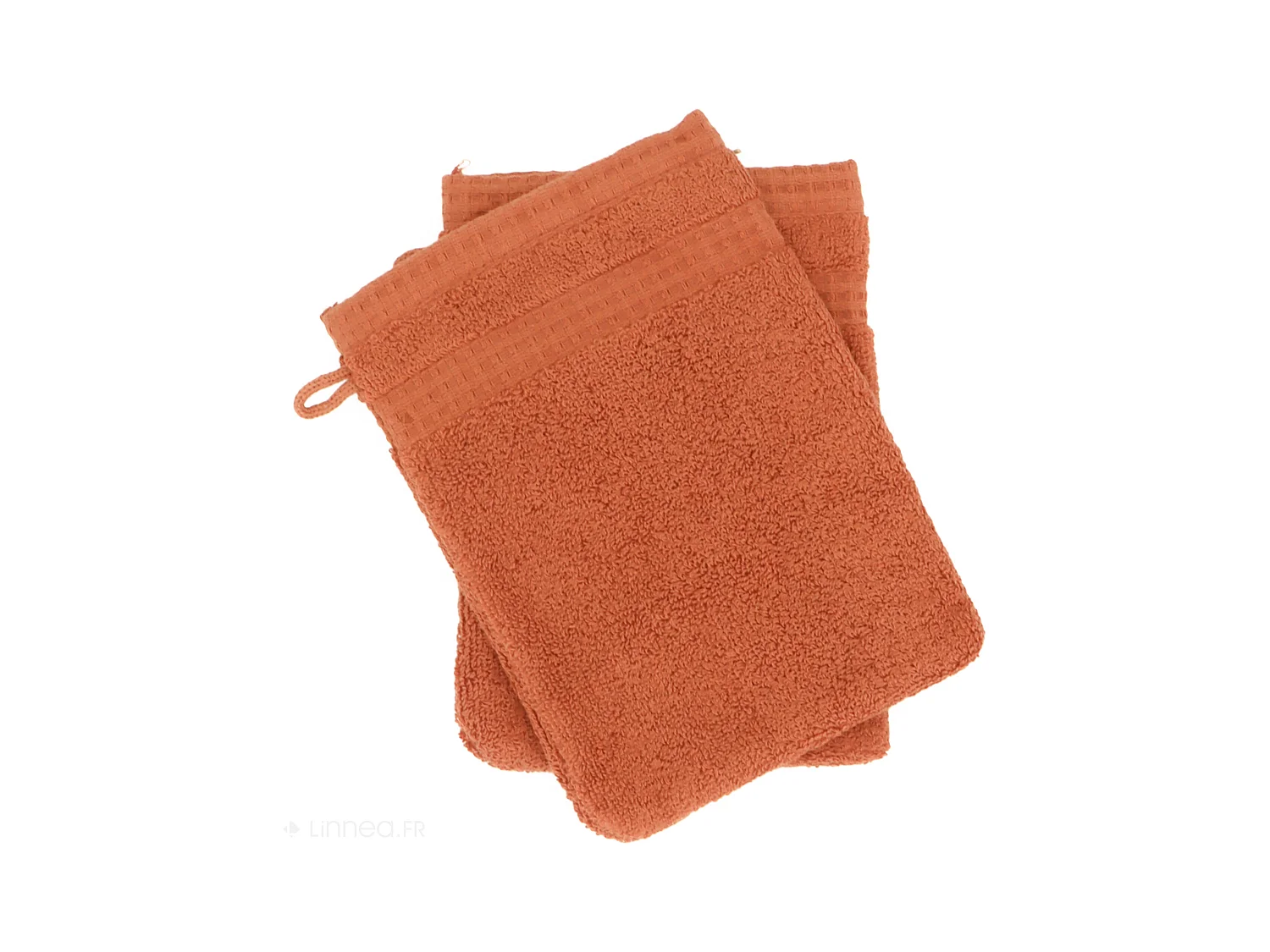 Lot de 2 gants de toilette 16x21 cm NATURAL ocre