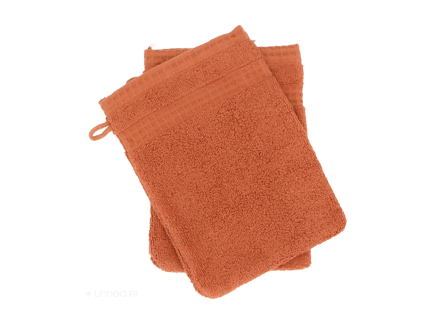 Lot de 2 gants de toilette 16x21 cm NATURAL ocre