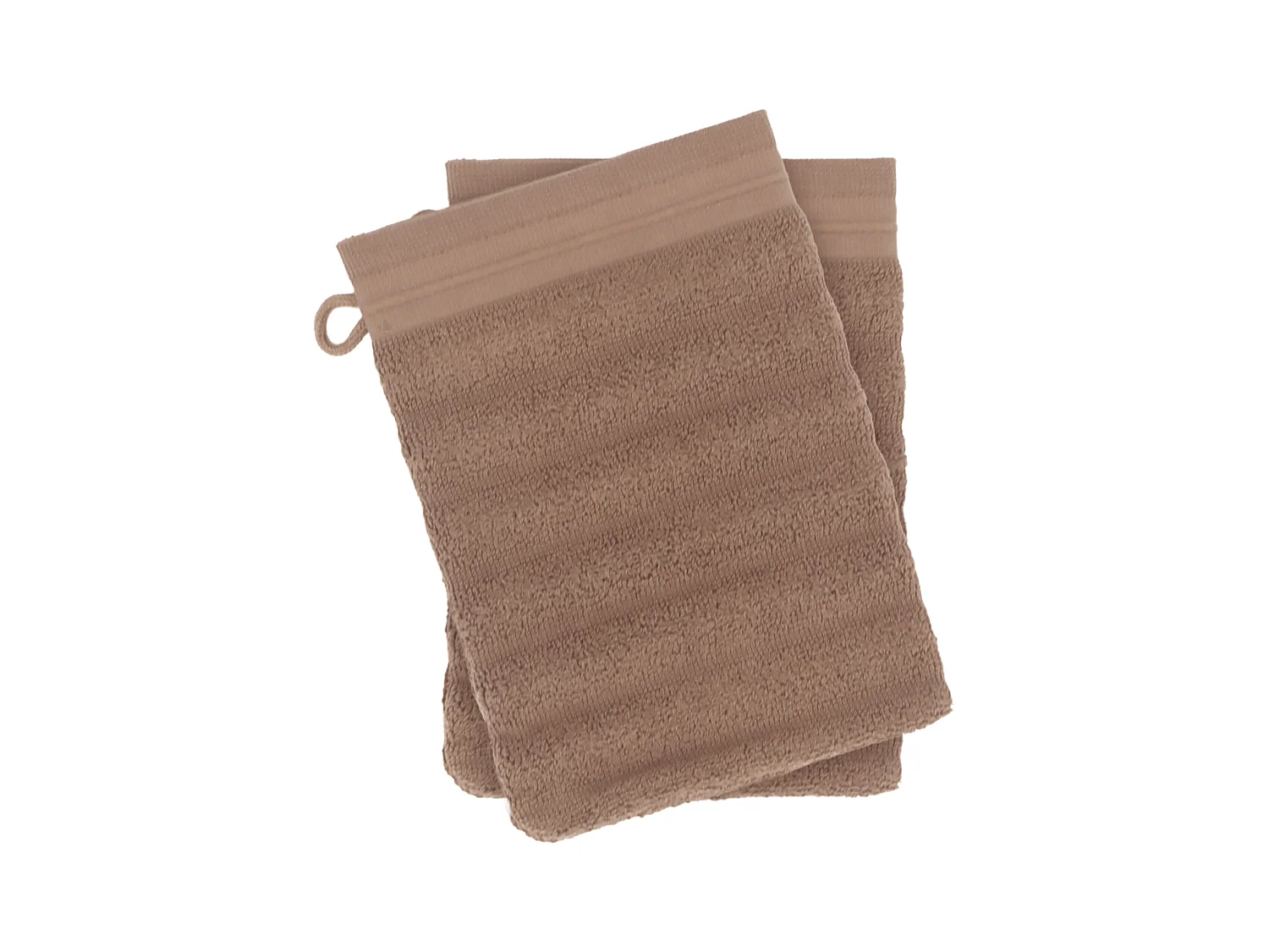 Lot de 2 gants de toilette 16x21 cm NATURAL STRIPES marron