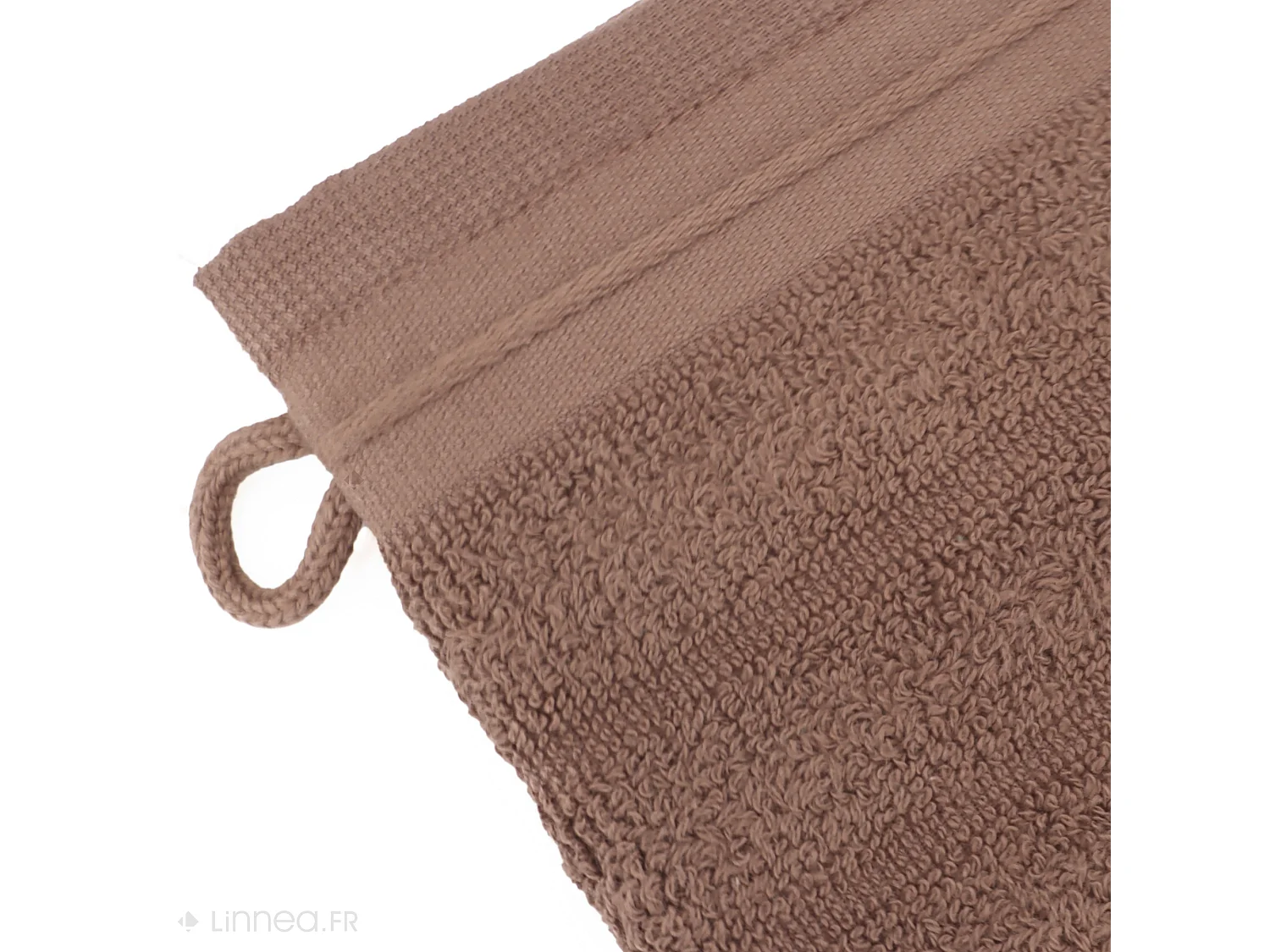 Lot de 2 gants de toilette 16x21 cm NATURAL STRIPES marron